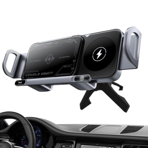 Cargador inalámbrico para coche con soporte para teléfono en vehículos y doble bobina 15W