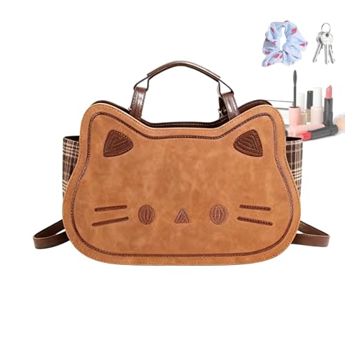 Sac en cuir à épaule décontracté au design chaton pour dame