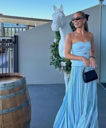 Dessiny Women’s Strapless Bridesmaid Dresses Pleated Long Satin Formal Evening Party Dress 2025 DE5053