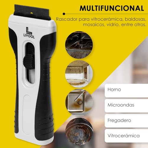 Miniatura 2 de Livool Rasqueta Vitroceramica Profesional 10 Cuchillas Rascador Vitroceramica Cuchilla Limpia Cristales Y Vitroceramica Raspador Vitroceramica Inducción.