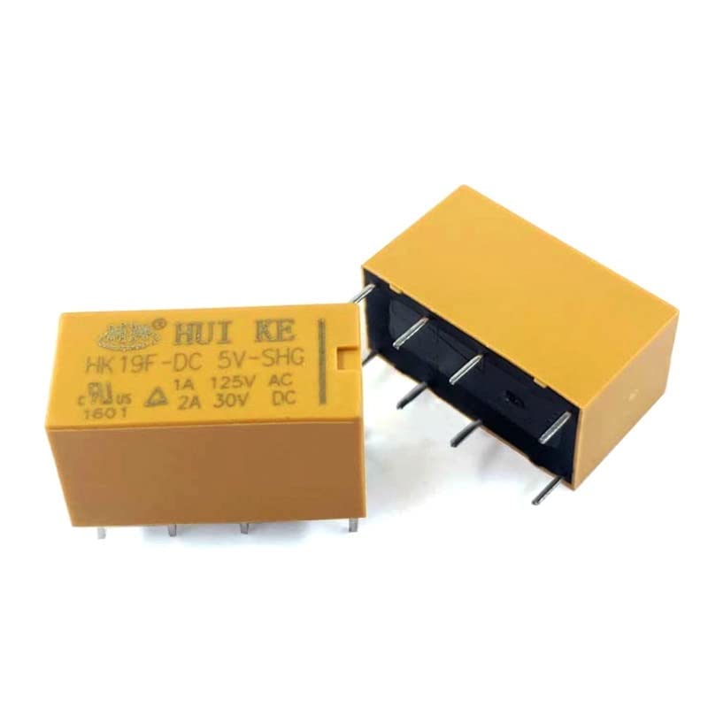 Relais de puissance HK19F-DC5V-SHG 5V pour circuit imprimé PCB 8 broches - Lot de 10 interrupteurs