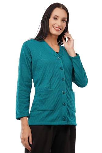 Image of Women's Warm Woolen Cardigan - Stylish Full Sleeve Knitwear for Winter, Cozy & Elegant Sweater with Front Pocket Plus Size Also Available L to 4XL