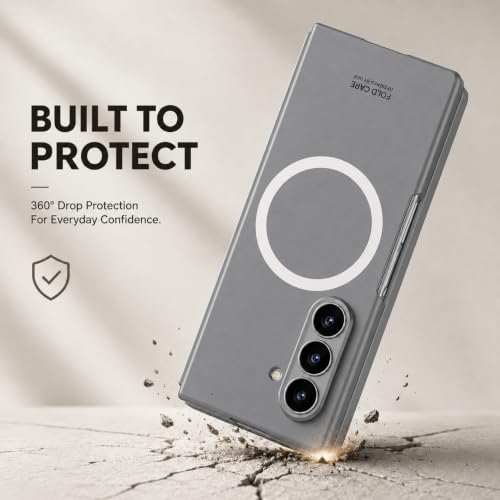 Image of TechTrendz Magnetic Cover [Compatible with MagSafe] for Samsung Galaxy Z Fold 8 Ultra Case Slim Hard PC + Tempered Glass Protective Phone Case for Galaxy Z fold 8 Ultra Back Cover - Grey