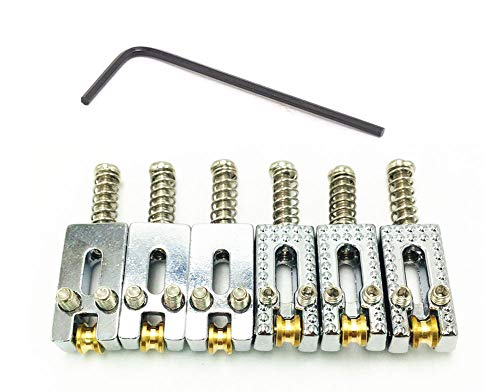 Jiayouy 6 peças de ponte de sela de rolo de guitarra com chave inglesa para guitarra elétrica Fender