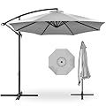 Best Choice Products 10ft Offset Hanging Market Patio Umbrella w/Easy Tilt Adjustment, Polyester Shade, 8 Ribs for Backyard, Poolside, Lawn and Garden - Fog Gray