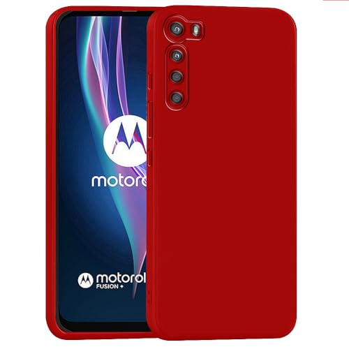 Image of Back Cover for Motorola One Fusion Plus 4G | Full Camera Protection | Premium Liquid Silicon Case | Flexible Bumper Case for Motorola One Fusion Plus 4G (Red)