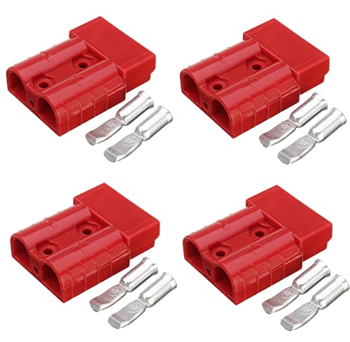  WANGCL 4 Pezzi 50A 6-10 AWG Connettore di Batteria, Connettore Anderson Batteria a Connessione Rapida di Cablaggio per Auto, Rimorchio, Caravan, Nave, Furgone, modalità, Modi Moto, Winch Trailer