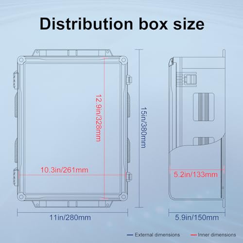 Image of Namunanee Outdoor Electrical Junction Box, ABS Water Resistant Enclosure with Internal Mounting Panel & Hinged Cover (15 inch H x 11 inch L x 6 inch W)