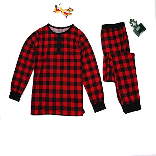YYH Family Christmas Pyjamas Set Matching Sleepwear for Women Men Mum Dad Children Kids Toddler Baby Xmas Nightwear Homewear Tops and Pants Xmas Family Clothes,Red,Mom: M