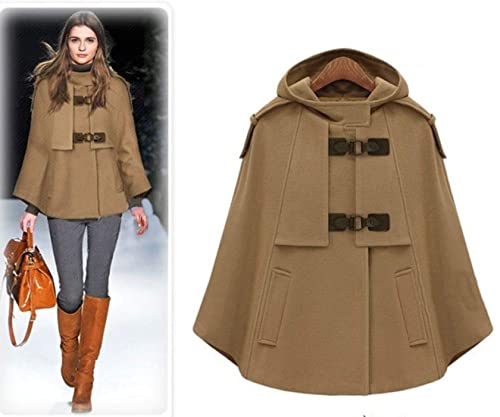 CHARTOU Women's Cute Batwing-Sleeve Hooded Wool Baggy Poncho Cape Cardigans Outwear2