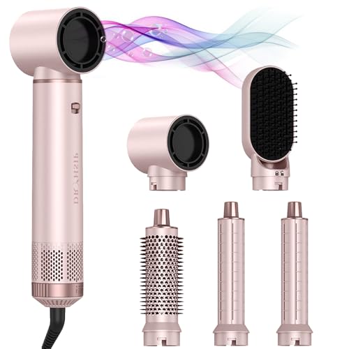 AVENHO - Cepillo de aire caliente 5 en 1 - Cepillo secador de soplado y alisador de aire con tecnología de iones negativos, cepillo secador de pelo para secar, rizar, alisar y peinar, herramientas