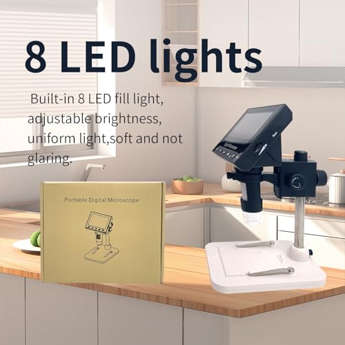 Image of USB Battery Digital Microscope 1000X Electronic Microscopes 4.3 Inch Screen with Adjustable Stand(High Definition