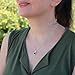 Echmeck Silver Natural Oval Red Garnet Handmade Tiny Pendant Necklace 16+2 inch Chain for Women & Girls - January Birthstone Gift for Her