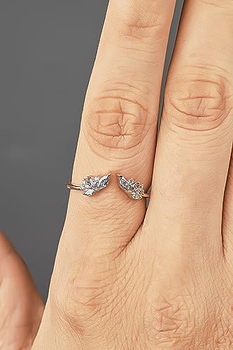 925 Sterling Silver 0.25CT AAA Cubic Zirconia Ring Enhancer for Engagement Rings Open Curved Wedding Band for Women Guard Stackable Rose Gold Plated Size 4-104