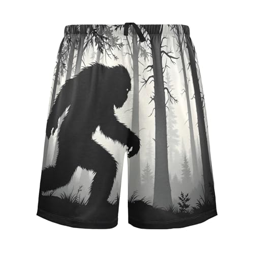 Sneaking Sasquatch Men's Sleep Shorts Pajama Pants with Side Pockets Elastic Waistband Drawstring S
