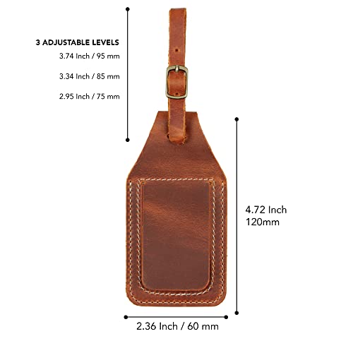 Londo Leder Luggage Tag with AirTag Holder - Leather ID Tag for Travel - Compatible with Apple AirTag, Camel - Image 4