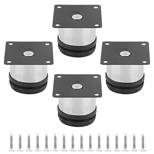 Qjaiune Adjustable Furniture Legs 2 Inch / 50Mm Sofa Legs Set Of 4, 2 Inch Dia Round Stainless Steel Metal Cabinet Feet Couch Foot Replacement For Chair Dresser & Coffee Table Diy (Silver) #TOP1