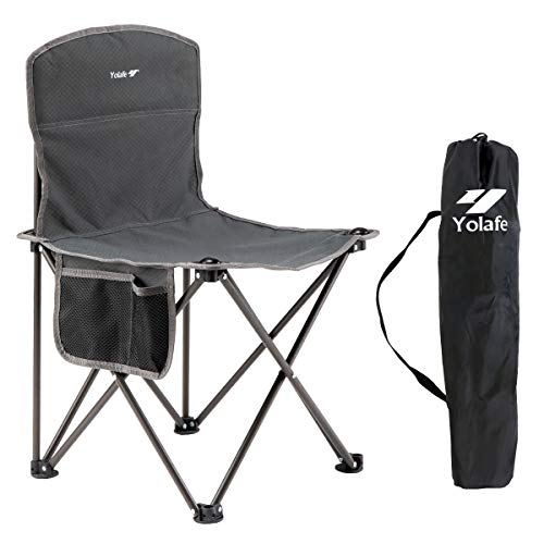 Small Folding Camping Chair Lightweight Seat Portable Stool for Adults Mountaineering Adventure Hiking Fishing Beach Picnic Party Gardening with Carry Bag, Gray