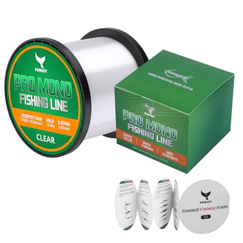 Image of Monofilament Fishing Line with Knot Guide Card, Tangle-Free Snap Ring for No More Mess, Low Memory Smooth Casting Nylon Mono String, 15 /20 /30 /50 /80LB, 220-1050 Yards