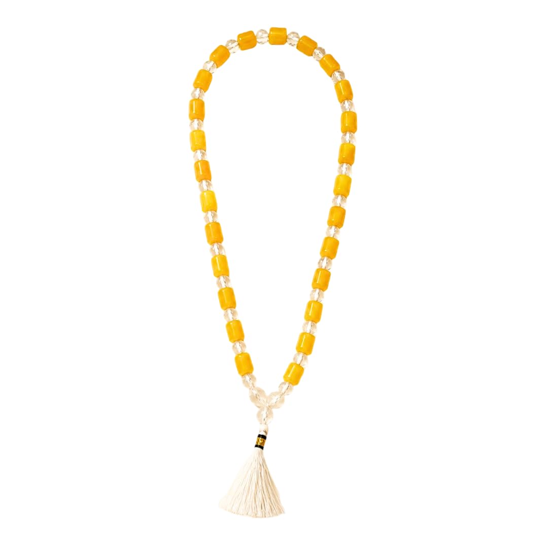 Original Amber Necklace | Kerwa and Clear Quartz Mala | Healing, Pain Relief & Calmness | Neckwear, Prayer and Decoration | for Men and Women, 32 cm Short Mala-image-8