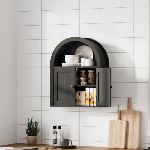 Image of ChooChoo Arched Wall Cabinet, Double Door Medicine Cabinet with Shelf