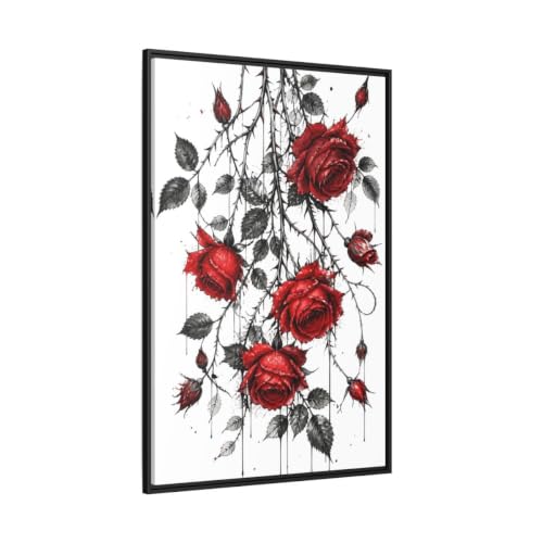 Tableau roses rouges toile imprimée 80x120 décoration murale cheminée