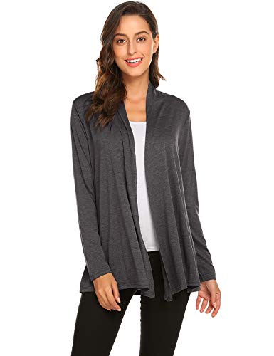 Newchoice Womens Casual Lightweight Long Sleeve Cardigan Soft Drape Open Front Fall Dusters (S-3XL)