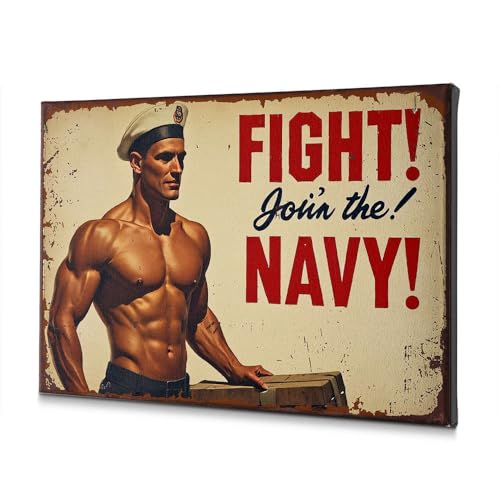 Toile Fight! Join The Navy 40x60 cm pour salon et bureau vintage
