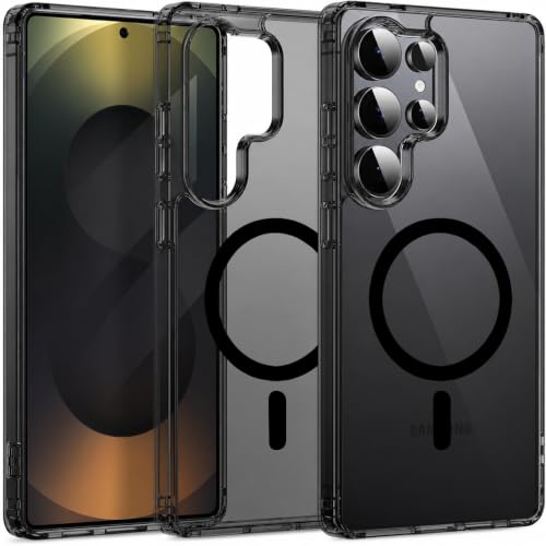 Image of Elzzi Anti Scratch Semi Translucent Cover for Samsung S25 Ultra Case, Premium PC + TPU Magnetic Phone Cases Drop Proof, Compatible with Magsafe Slim Never Yellowing Shockproof