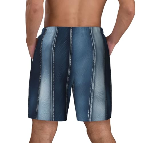 YANYU Gradient Blue Denim Print Men Hawaiian Shorts Quick Dry Swim Trunks Surfing Beach Vacations Summer Activity4