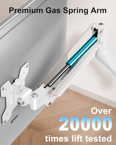 Image of Dual Monitor Stand Height up to 26.6 inch, Monitor Desk Mount Holds up to 32 inch & 22 lbs Each, Gas Spring Dual Monitors Arm with C-clamp & Grommet Mounting, Freelift White