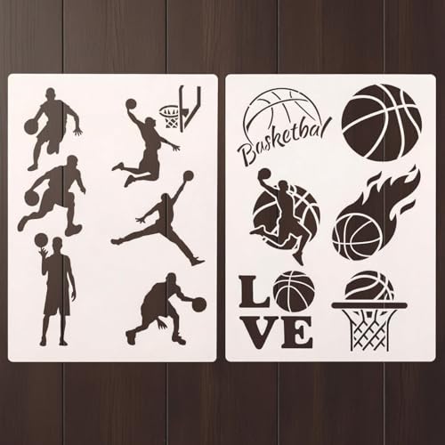 Basketball Stencil – Sports Theme Reusable Template For Painting, Walls, Wood, Fabric, And Diy Art Projects