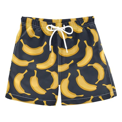 ALAZA Fruit Banana Black Cartoon Boys Quick Dry Beach Board Shorts Kids Swim Trunks Bathing Suit Swimsuit 4T