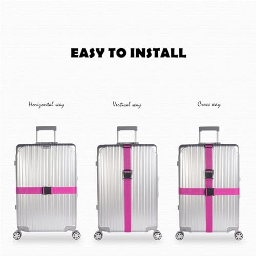 Image of 2 Luggage Strap (2 inch X6.5FEET Color) + 1 ADD ON BAGAGGE Belt(1 inchX20 inch Black) with Quick Release Buckle Adjustable, Premium Accessory for Travel Bag Closure Bright Colors (3PACK, Purple)