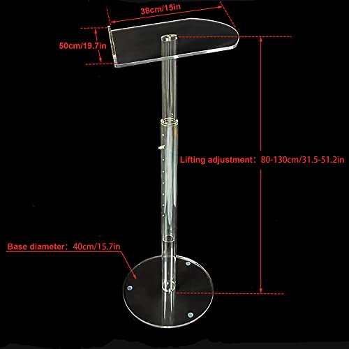 Atril portátil ajustable con podio de metal curvo de pie transparente 6