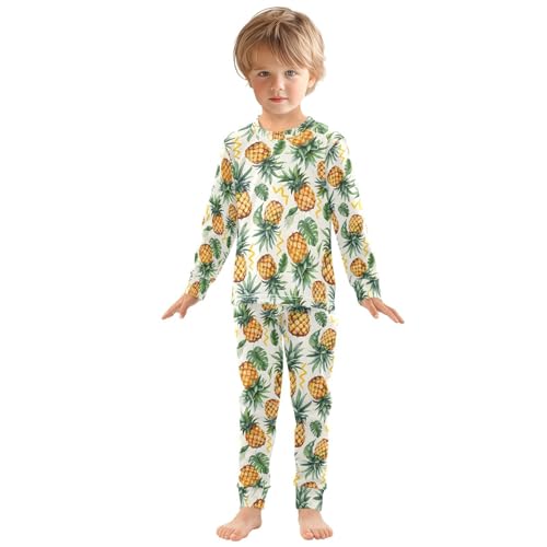 ALAZA Tropical Pineapple Palm Leaf Pajamas Long Sleeve Sleepwear 2-Piece Pajama Set3
