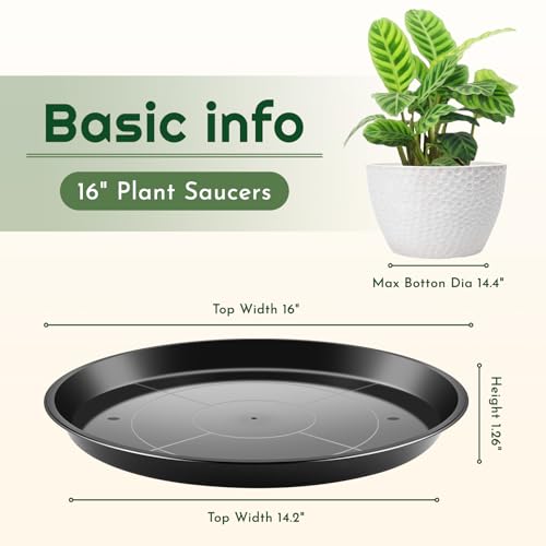HFLIANHENG 6 Stück 40 cm Blumentopf Untersetzer, Pflanzen Untersetzer für Blumentöpfe, Rund Pflanzentopf Untertasse, Plastik Pflanztopf Unterteller für Innen und Außenpflanzen