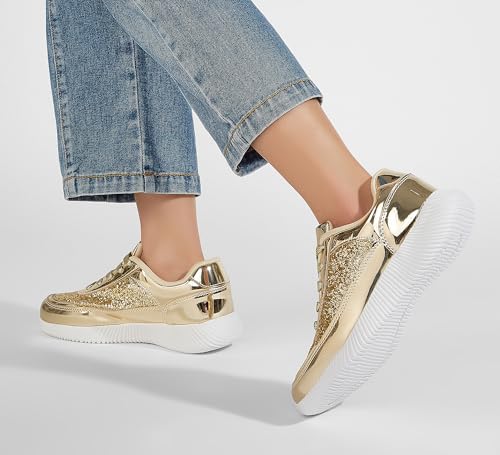 Image of BELOS Women's Glitter Shoes Sparkly Lightweight Metallic Sequins Tennis Shoes Casual Retro Braided Walking Shoes