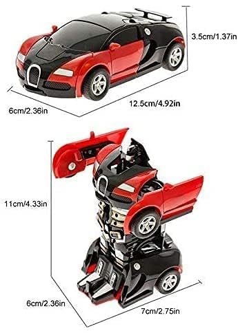 Image of K D Robot Races Car Toy - 2-in-1 Automatic Transforming Car to Robot with 4D Lights & Music, Battery Operated, Non-Toxic, Gift Toy for Kids (2+ Years) (RED & Black)