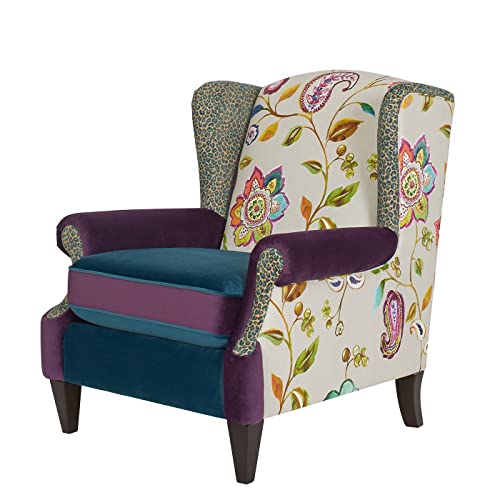 Jennifer Taylor Home Anya Accent Chair, Large, Wood, Multicolored Floral #TOP28