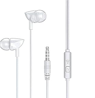 سماعة RW-106 على الاذن سلكي اذن بسلك وزر تحكم واحد بصوت ستيريو من ريماكس - ابيض