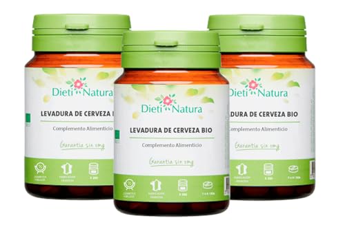 Dieti Natura Levadura de Cerveza BIO 200 Comprimidos de Origen Vegetal (Pack de 3) - Vitaminas, Aminoácidos y Minerales - Fortalece las Uñas y el Cabello - Fabricado en Francia, Sin OGM