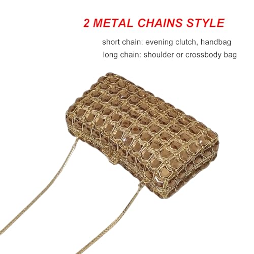 Image of Unique Diamond Evening Bag Dress Up Prom Crystal Clutch Purse Women Bridal Party Wedding
