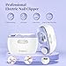 Electric 2-in-1 Nail Clipper & Polisher, 2-Speed Safe Fingernail Trimmer for All Ages, Rechargeable Automatic Nail Clipper with Light, Manicure Set for Baby Kids Seniors & Weak Hands