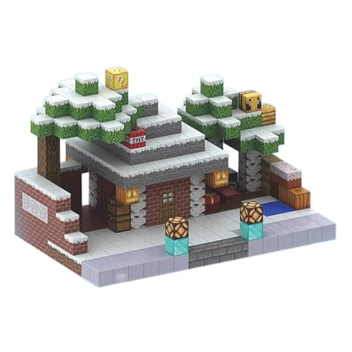 Vexolite マグネットブロック マイクラ風 磁石ブロック 積み木 立体パズル 知育玩具 マグネットパズル 小学生 おもちゃ 誕生日 入園 卒園 ギフト クリスマスプレゼント 448PCS 雪の家