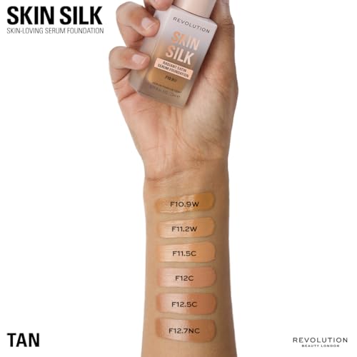 Image of Revolution Skin Silk Radiant Satin Serum Foundation, F12.5C Tan Skin Tones