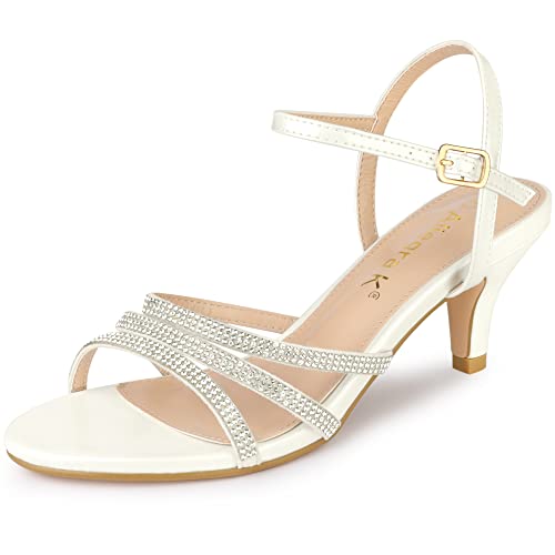 Sandales talon chaton strass blanc Allegra K 37.5 nu-pieds habillés pour femme