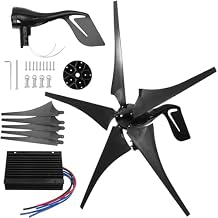 Wind Turbine Generator 1000W Horizontal Home Wind Generator Kit 12V / 24V / 48V with Controller and 5 Black Blades, Auto Adjust Windward Direction, for Home Outdoors Boat Camping,1000w,12V