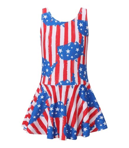 Image of Girls One Piece Swimsuits Leopard Bathing Suit for Kids Hawaiian Swimwear with Skirt Swim Dress 3-16 Years