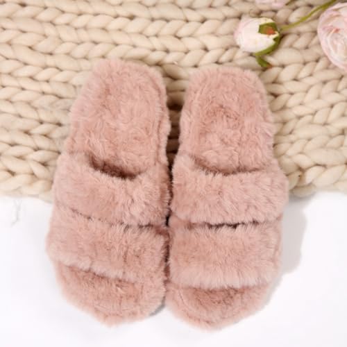 Slippers for Women Memory Foam Faux Fur Open Toe Slide Slipper Shoes House Bedroom Comfy Trendy Gift Slippers3